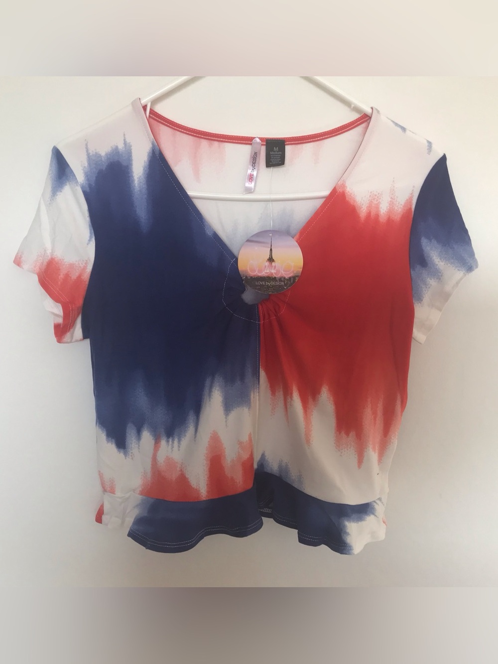 Love by Design Blue Red White patriotic American colors Tie Dye T-Shirt